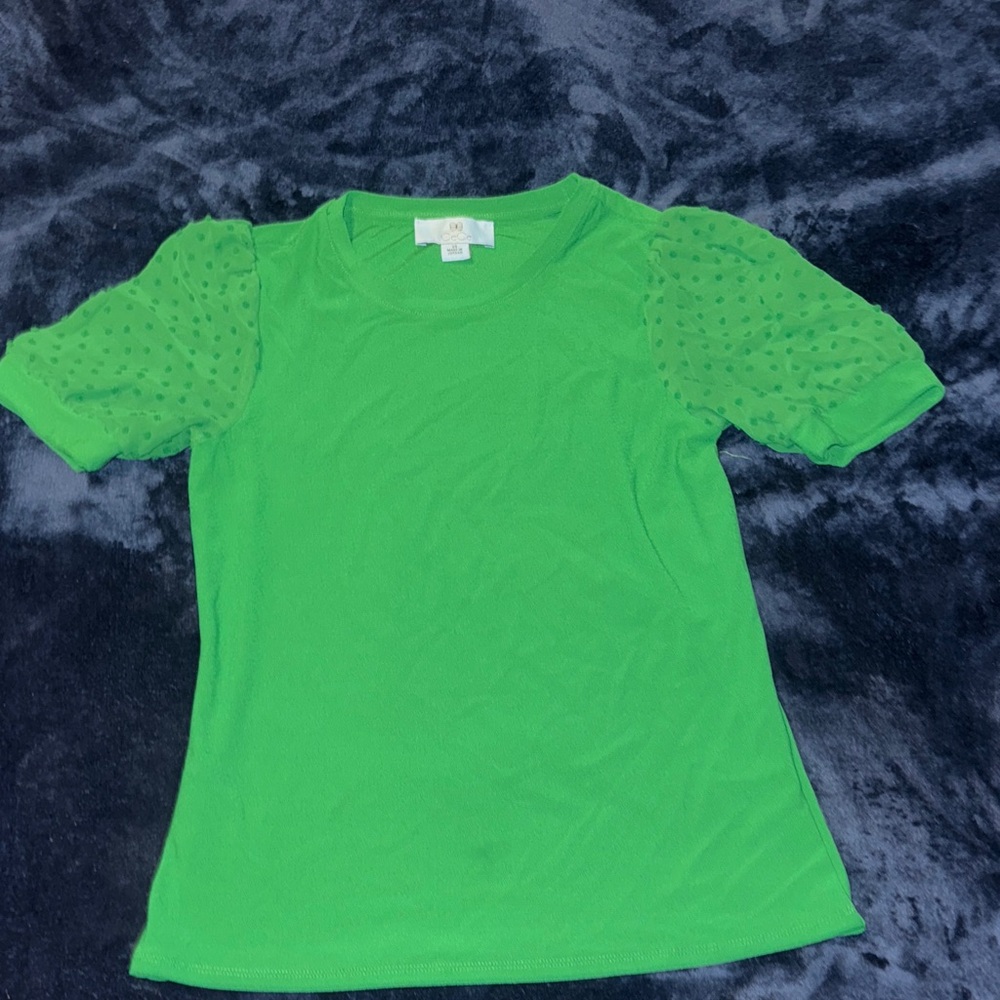 CeCe Green Puff Sleeve Blouse